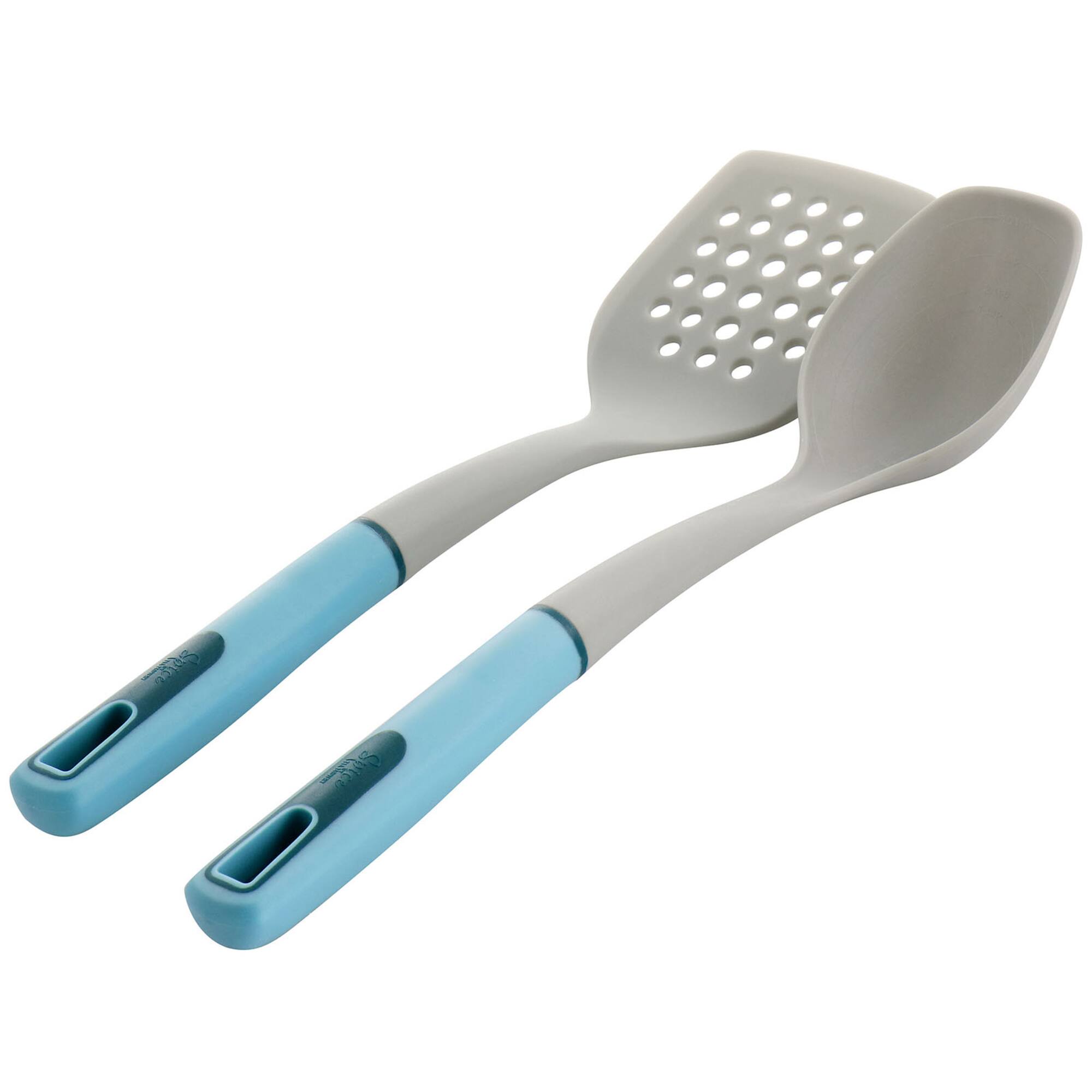 Spice by Tia Mowry Savory Saffron Light Blue 7 Piece Ceramic Nonstick Aluminum Cookware Set with Nylon Utensils